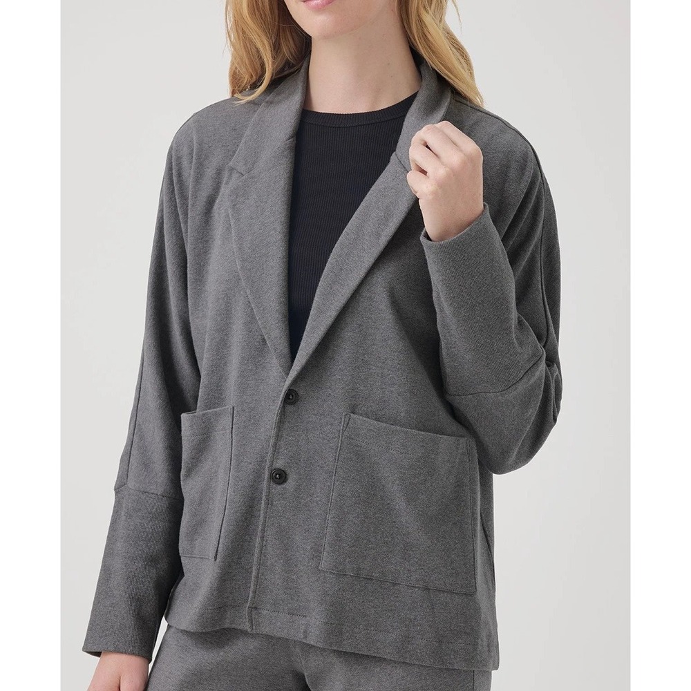 Pact Airplane Relaxed Blazer 3X Gray Organic Cotton Pockets Relaxed Outerwear